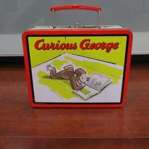 Curious George Vintage Lunch Box Pail Metal Keepsake Box Tin